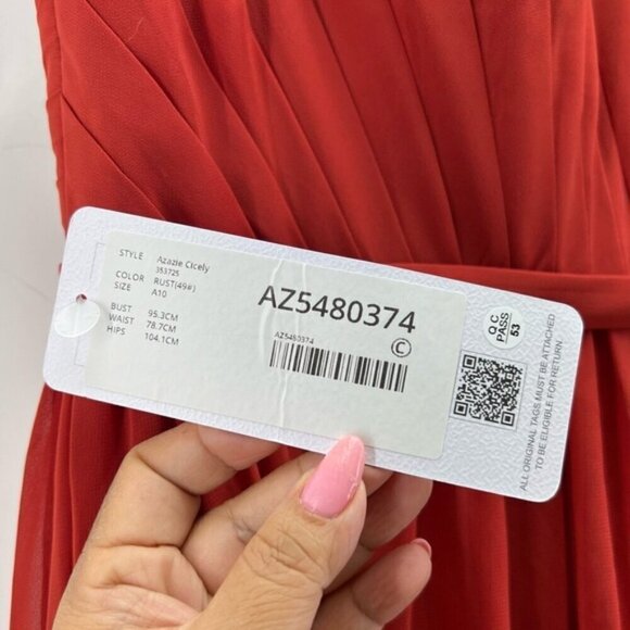 Azazie - Women's Cicely Rust Flowy Lace Chiffon bridesmaids Dress-Rust. Size:A10 - Picture 7 of 16